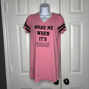 No Boundaries Pink Sleep Shirt Wake Me When It’s Friday Nightgown S